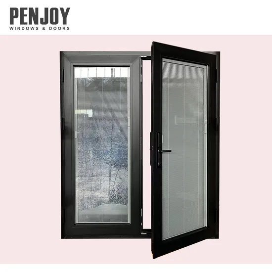 Penjoy China Top Manufacturer Custom French Door for Double Aluminum Door with Louver