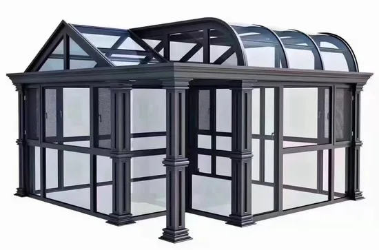 Customized Outdoor Aluminum Sun House Winter Garden Glass Sun Room 4 Season Kits with Triangle Roof Molding for Villas