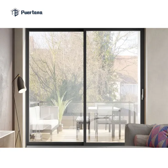 Minimalist Slimline Frame Design Aluminium Modern Villa House Large Glass Ultra Narrow Black Aluminium Patio Slim Sliding Door