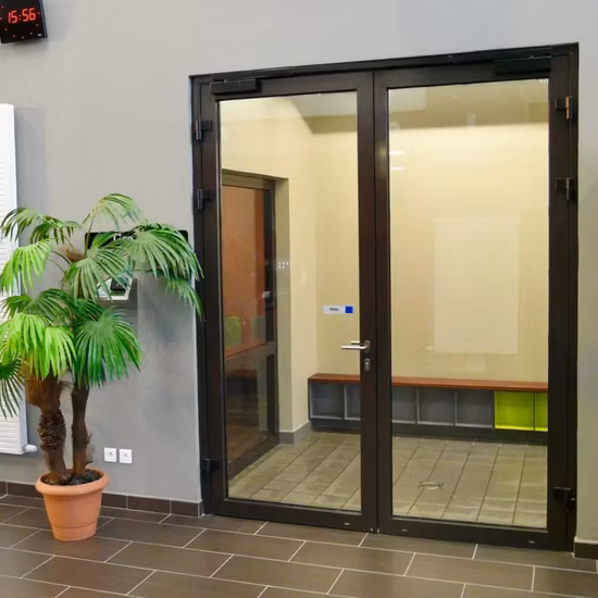 Commercial Theraml Break Aluminum Hinge Glass Kitchen French Double Leaf Swing Door