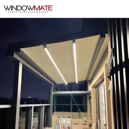 Fashionable Style Retractable Outdoor Roof Awning Skylights with LED Lights 