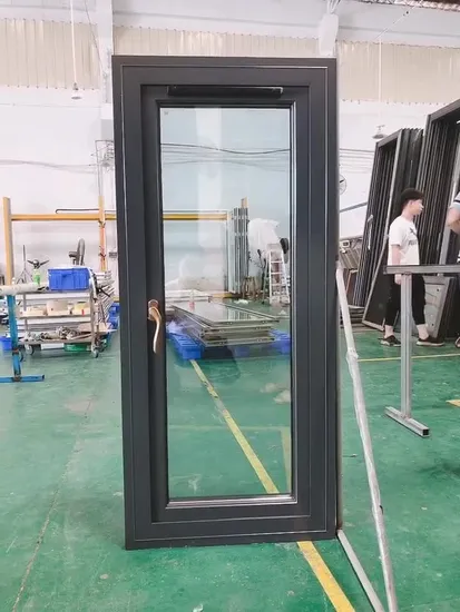 China Window Glass Black Aluminum Frame Houses Tempered Glass Casement Window with Grill Design 