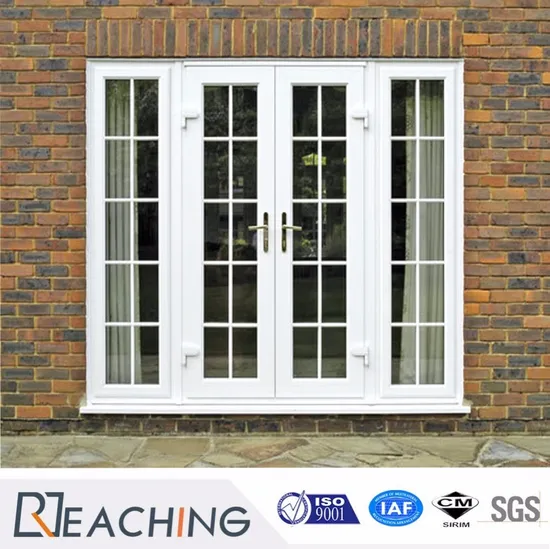Grid French Style UPVC Casement Door Glass Door with Brand Hardware 